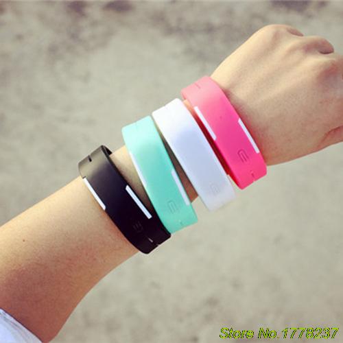 Reloj de pulsera LED rojo de silicona para hombres y mujeres, reloj de pulsera táctil Digital 4VOP