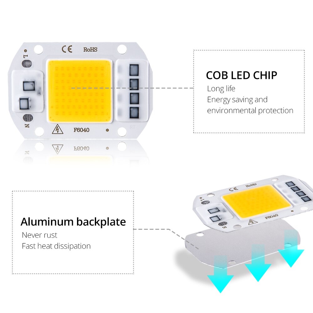 220v 20w 30w 50w cob led chip diode matrix led lampe ingen flikkering ingen behov driver smart ic diy spotlight schijnwerper