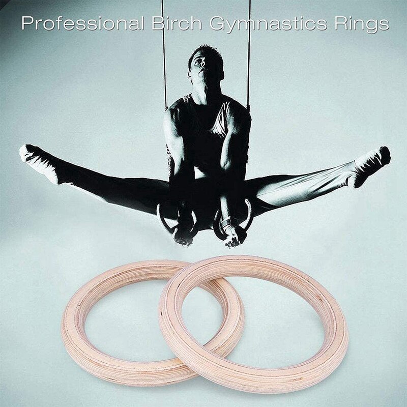 Gymnastiek Ringen Olympisch Gym Ringen Met Zware Verstelbare Bandjes Houten Gym Ringen Voor Pull Ups En Dips