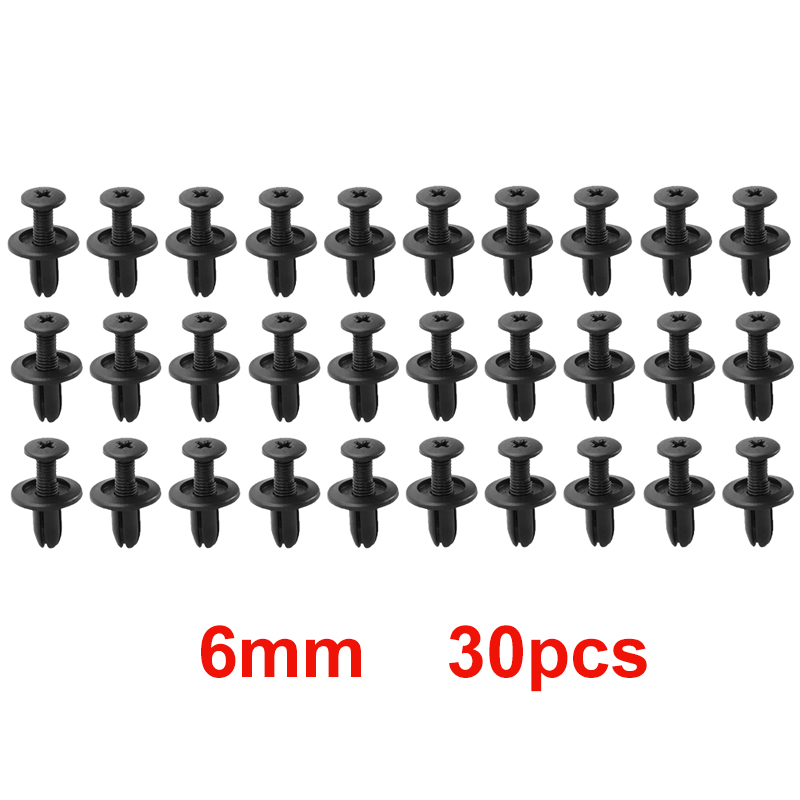 Remaches de plástico de 8mm/6mm, tornillos de sujeción para guardabarros de coche, tornillos para parachoques, Clips, remaches, agujero de 8mm, Clip de pasador de empuje de plástico, accesorios para coche: Negro