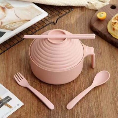 Koreaanse Bento Kom Instant Noodle Kom Met Deksel Artefact Slaapzaal Te Reinigen Eenvoudige Leuke Student Servies Set Enkele Andere: Five piece set