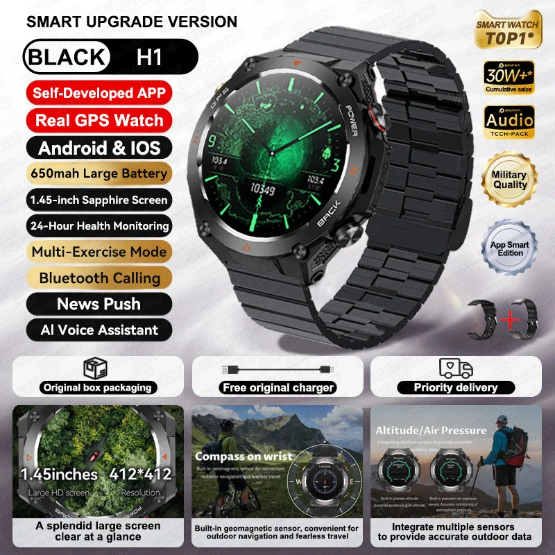 Para xiaomiimilitar certificação gps smartwatch 1.43 ''tela amoled bússola barômetro ip68 à prova dip68 água esportes pulseira de fitness: MULTI