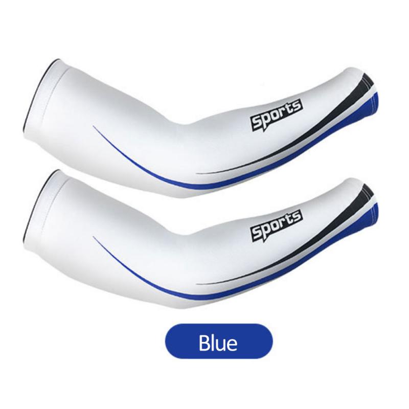 Sport Cycling Running Bicycle UV Sun Protection Cuff Protective Arm Sleeve Bike Arm Sleeves Cool Men Women Sports Wrist Support: Blue / M