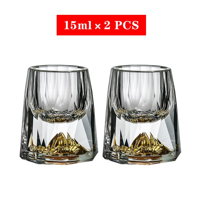 Vaso de cristal 3D para whisky, vasos de chupito de lámina dorada para Bar, Club, vasos transparentes para licor de whisky, juego de vino de alta gama: B 2pcs