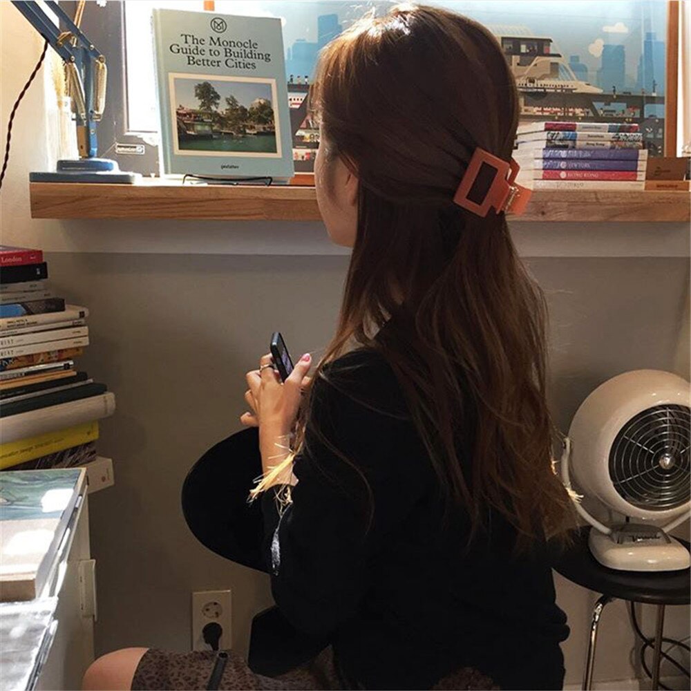 Pinzas en forma de garra para el pelo de acrílico de acetato gruesas simples, de gran tamaño, geométricas, con agujeros, para el pelo de la ducha, 1 Uds.