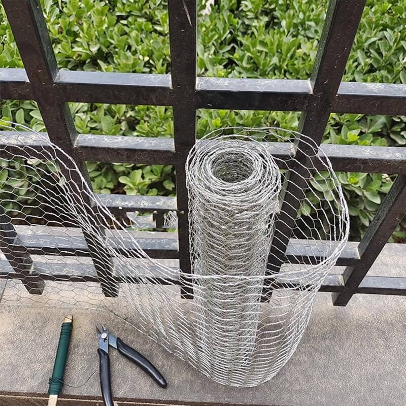 Red de cerca de animales para jardín, malla de alambre Hexagonal galvanizada duradera, resistente a los arañazos, para pollo, conejo, 95AA