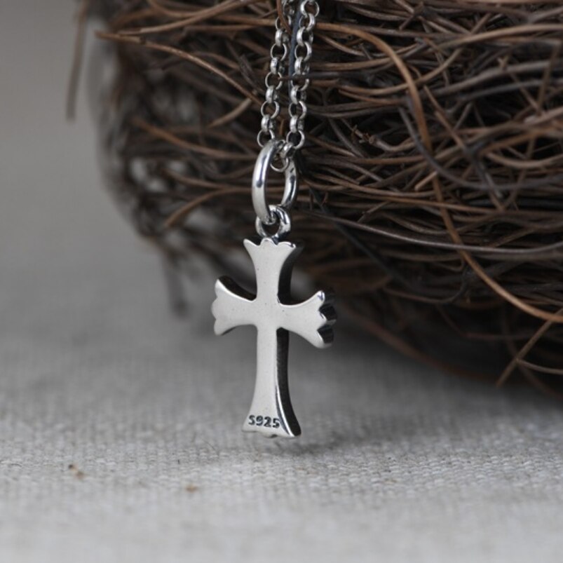 S925 Sterling Zilveren Retro Eenvoudige Kruis Hanger Voor Man Vrouw Echte Zilveren Christus Jezus Kruis Hanger Sieraden