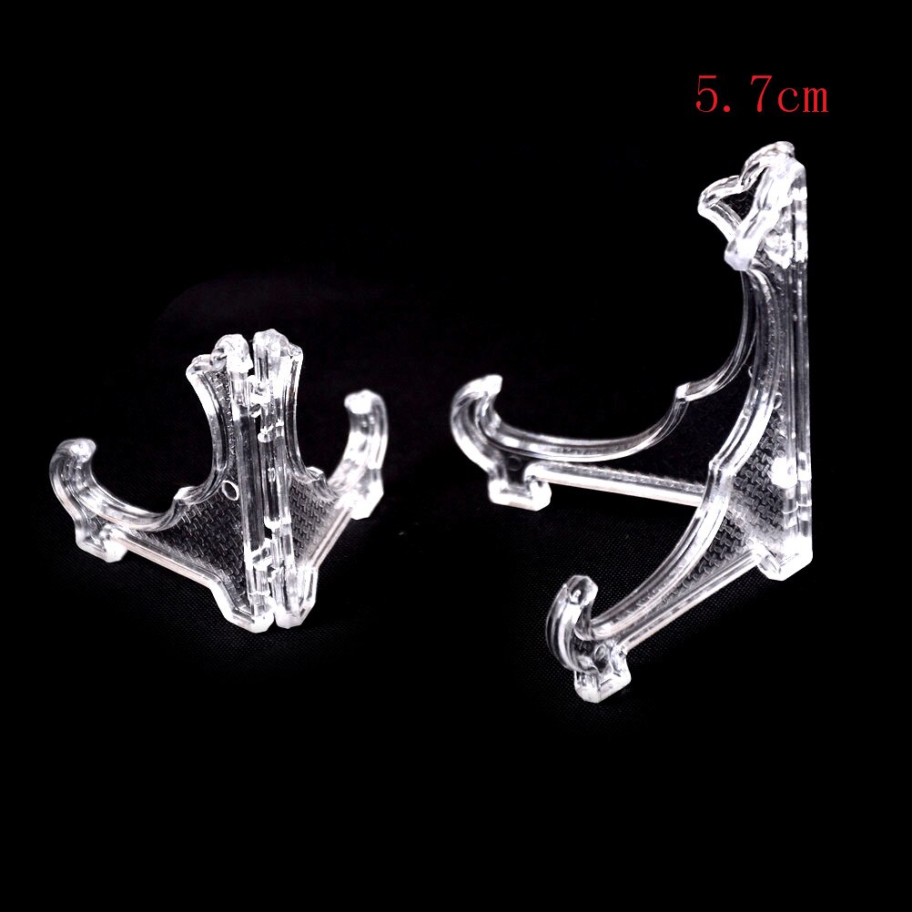 5 st / parti 5.7cm/4.2cm mini clear plastice mynt medalj pärla badge golf vykort stafflar mynt display stativ plattan hållare