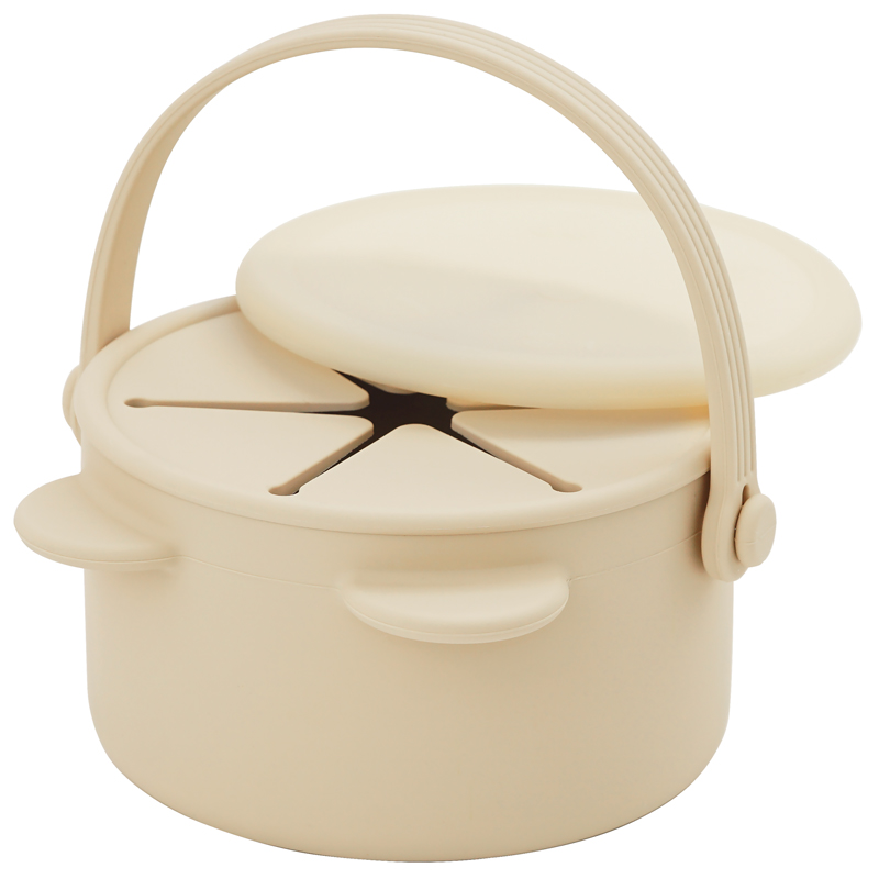 Draagbare Kawaii Cartoon Bear Shape Baby Siliconen Snack Cup Voeden Effen Voedsel Opbergdoos Container Met Deksel Baby Sutff: 002 Creme