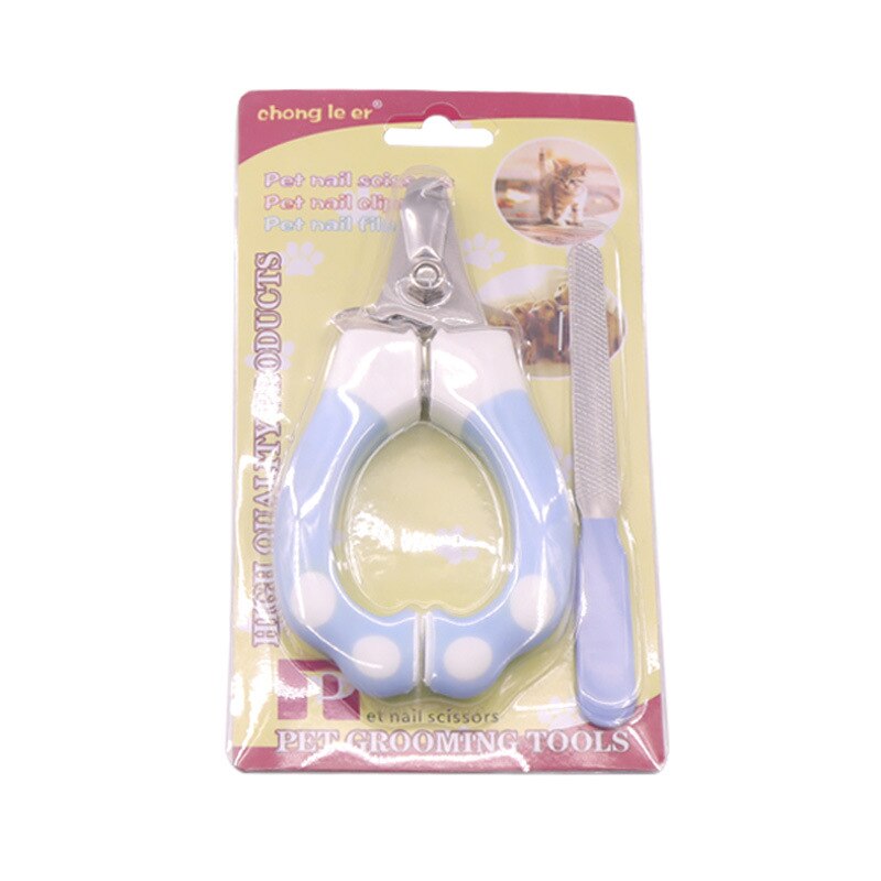 Tijeras profesionales para cortar uñas de gato y perro, cortaúñas con bloqueo, herramientas de aseo para animales: Azul / M