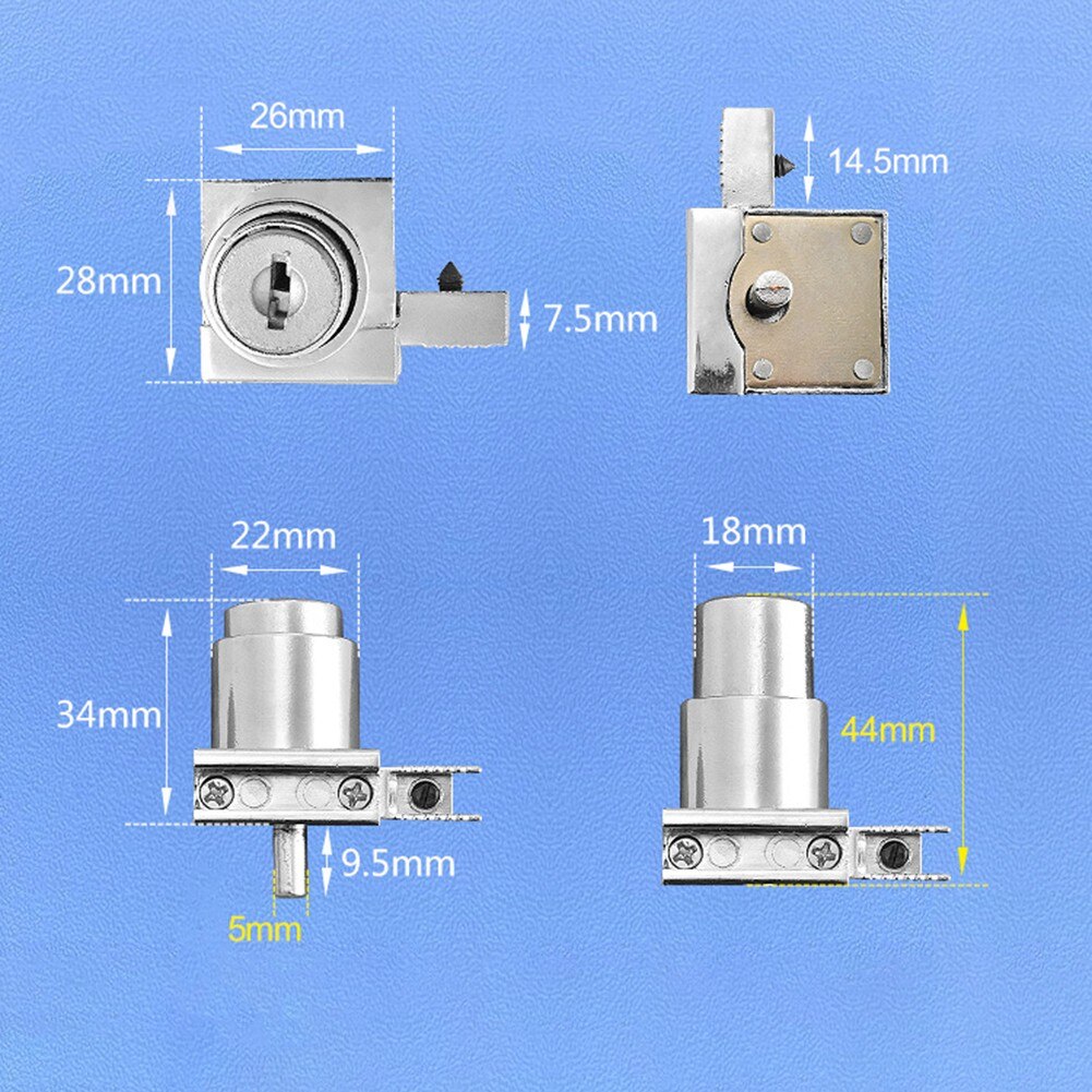 Zinc Alloy Plunger Push Lock For Sliding Glass Door Showcase Lock Furniture Home Cabinet Lock With 2 Keys