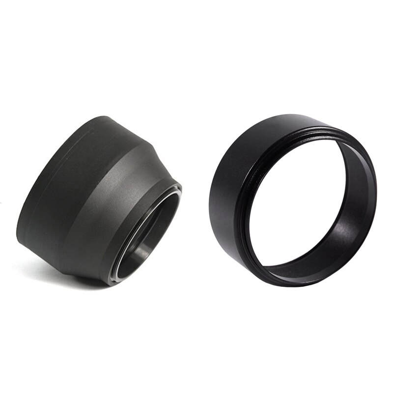 1 stuks vervangende schroefbevestiging, 55mm zwarte metalen zonnekappen voor camera's en 1 stuks rubberen zonnekap met uv-gradatie voor lensfilters 67mm