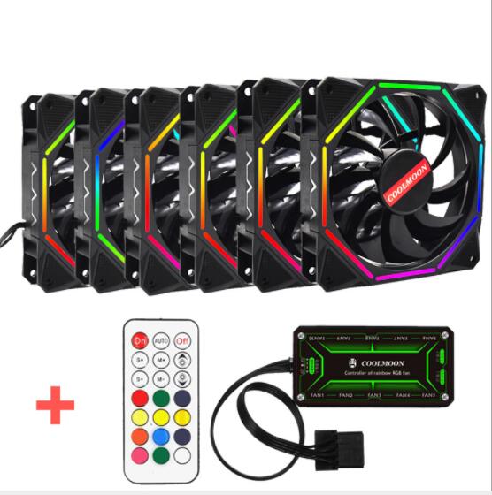 Computer Case RGB Fan KITS LingLong Exquisite Discolorable Halo 12025 For PC Case: Kit 6