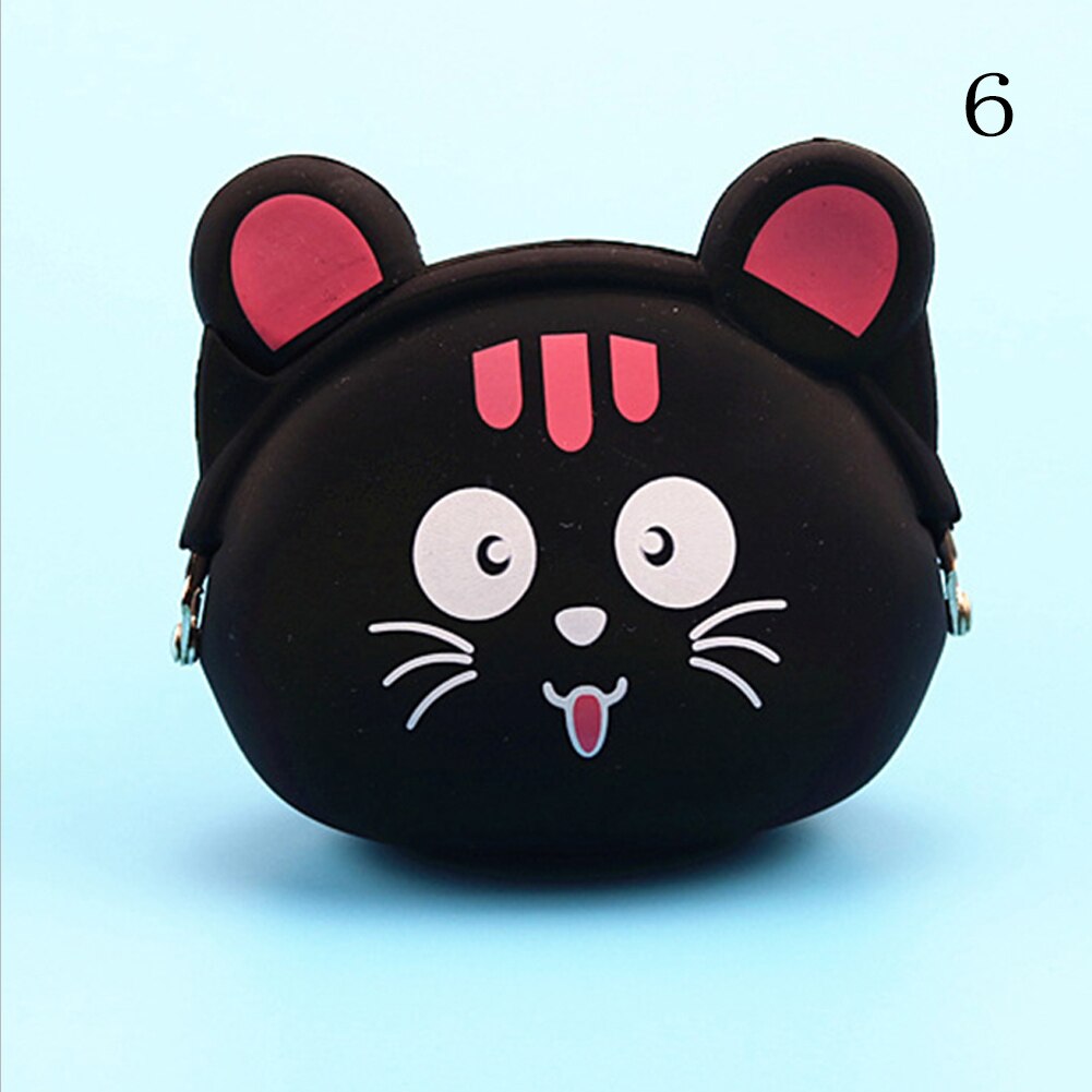 Lovely Women Coin Bag Silicone Storage Cute Animal Panda Cat Bear Mini Pouch Coin Bag Change Wallet Purse Hasp Wallet: 6