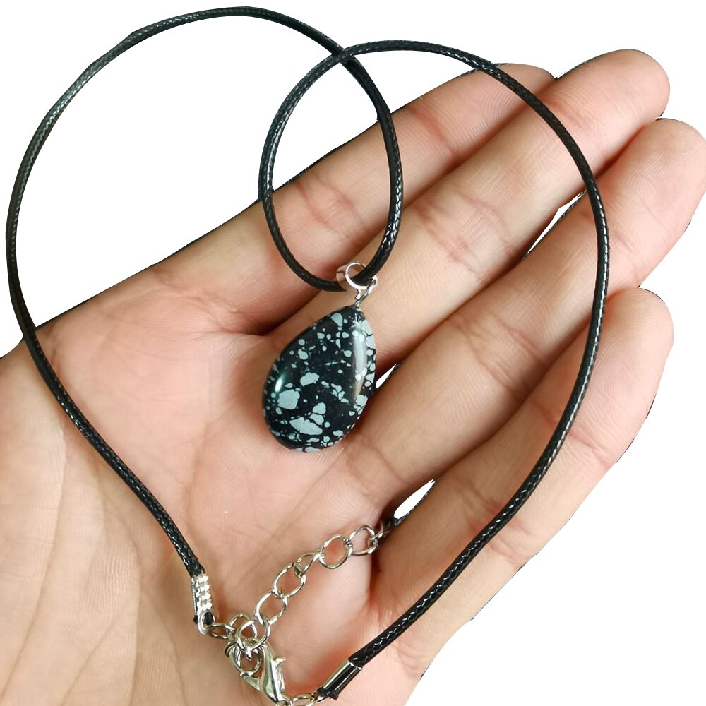 1PC Natural Tiger Eye Stone Crystal Agat Pendant Necklace Water Shape Malachite Charms Ladies Necklaces Jewelry: Snowflake