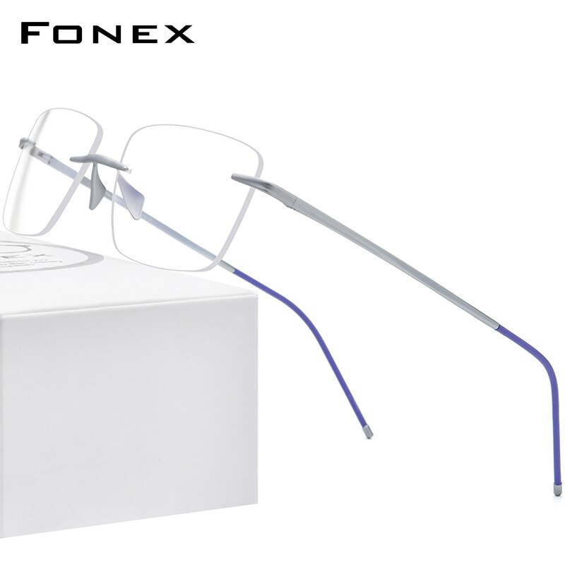 Fonex pure titanium bril heren dames randloos op sterkte vierkante bril montuurloos bijziendheid optisch montuur bril 8557