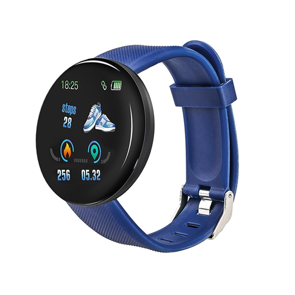 Smart Wristband Blood Pressure Heart Rate Measurement D18 Bluetooth Smart Bracelet Sport Tracker Smart Watch D13 Smartwatch A2: Blue D18