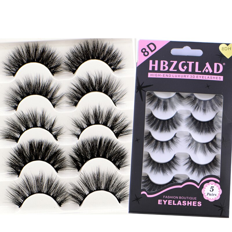 5 par 3d ögonfransar mink lösögonfransar handgjorda fluffiga fluffiga naturliga långa fransar dramatisk makeup ögonfransar cilios mink verktyg: H01