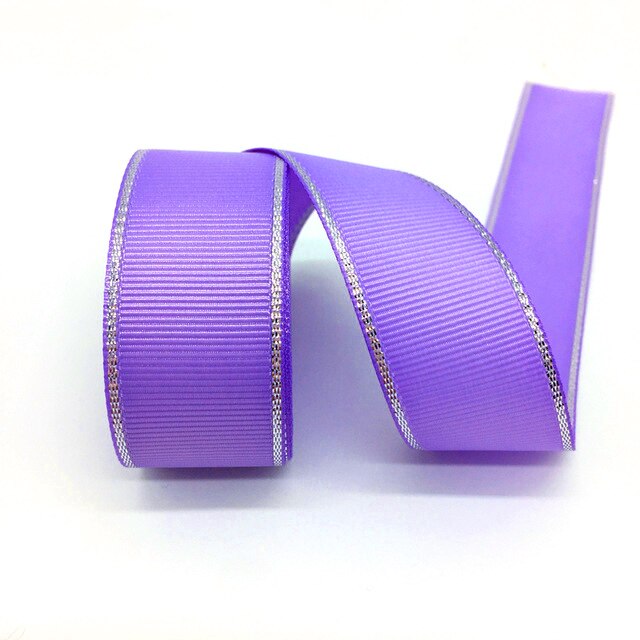 5 Yards 1 "(25mm) lint Bruiloft Decoratie Zilver Metallic Edge Grosgrain Lint Cadeaupapier Haar Strikken DIY Kerst Lint: Purple