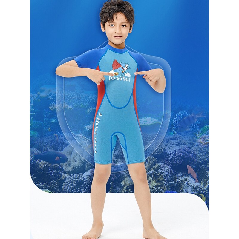 Combinaison de plongée et voile pour enfants, 2.5Mm, en néoprène thermique, pour plongée sous-marine, fermeture éclair avant, manches courtes,