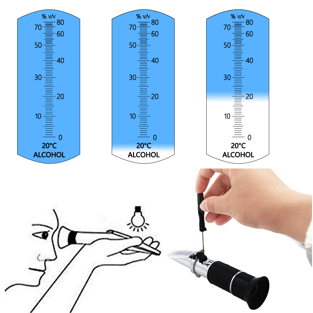 Wine concentration detector of liquor tester refractometer 0-80% alcoholo meter oenometer 38% off