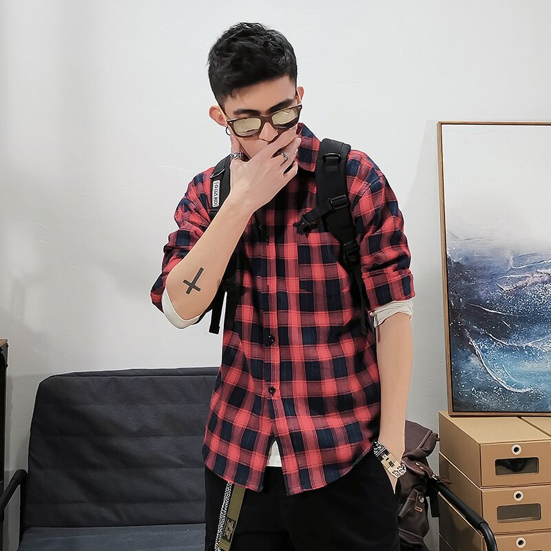 Leesbaar Lente Herfst Plaid Shirts Mannen Met Lange Mouw Mannen Casual Shirt Koreaanse Shirts Man Shirt Mannen
