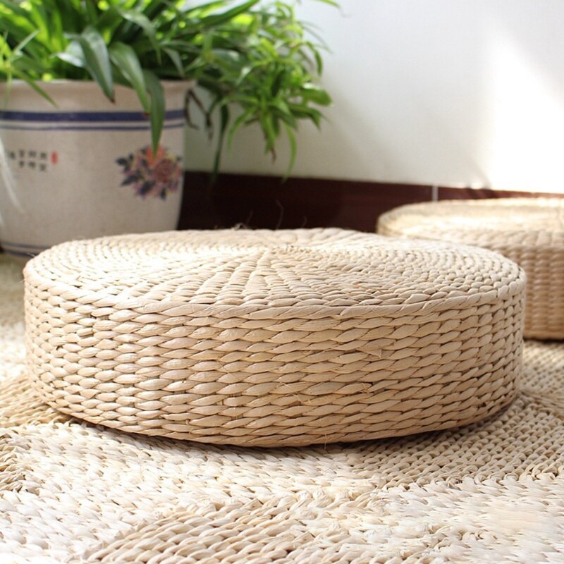 Håndvevd rund sittepute japansk tatami gulv naturlig cattail mat rom  n1ha