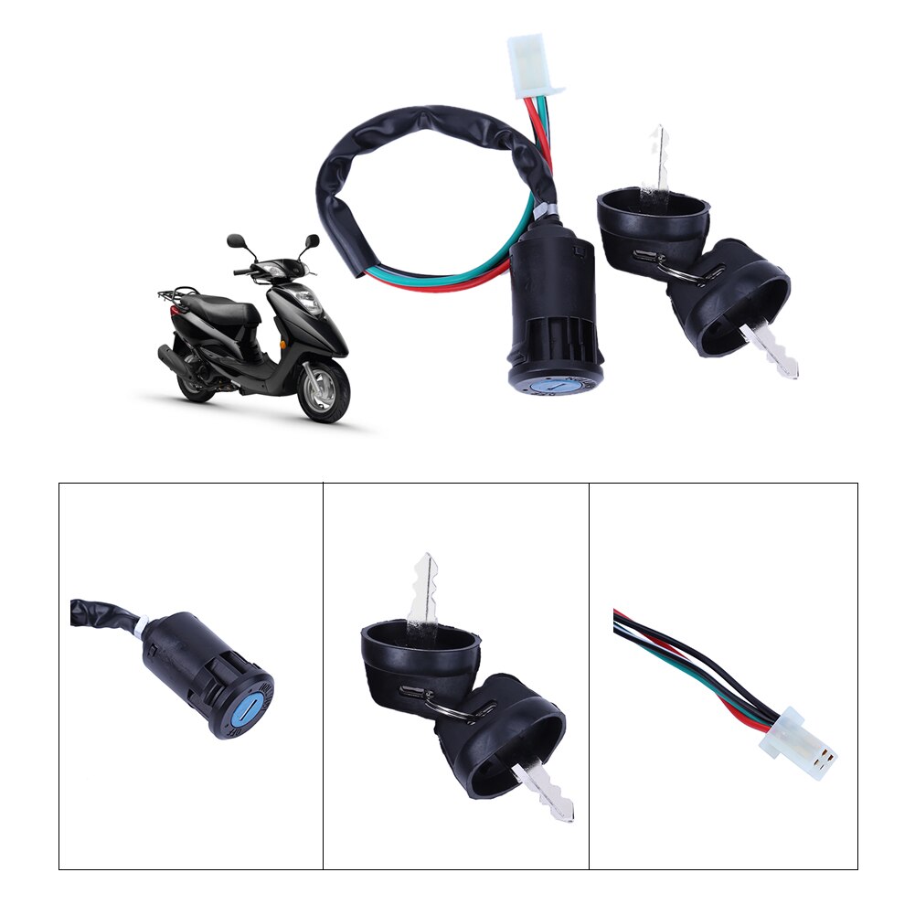 Llave Universal para interruptor de encendido de motocicleta, con cable para ATV, accesorios para Moto, interruptor de arranque, cerraduras de puerta: 4 Wires Lock