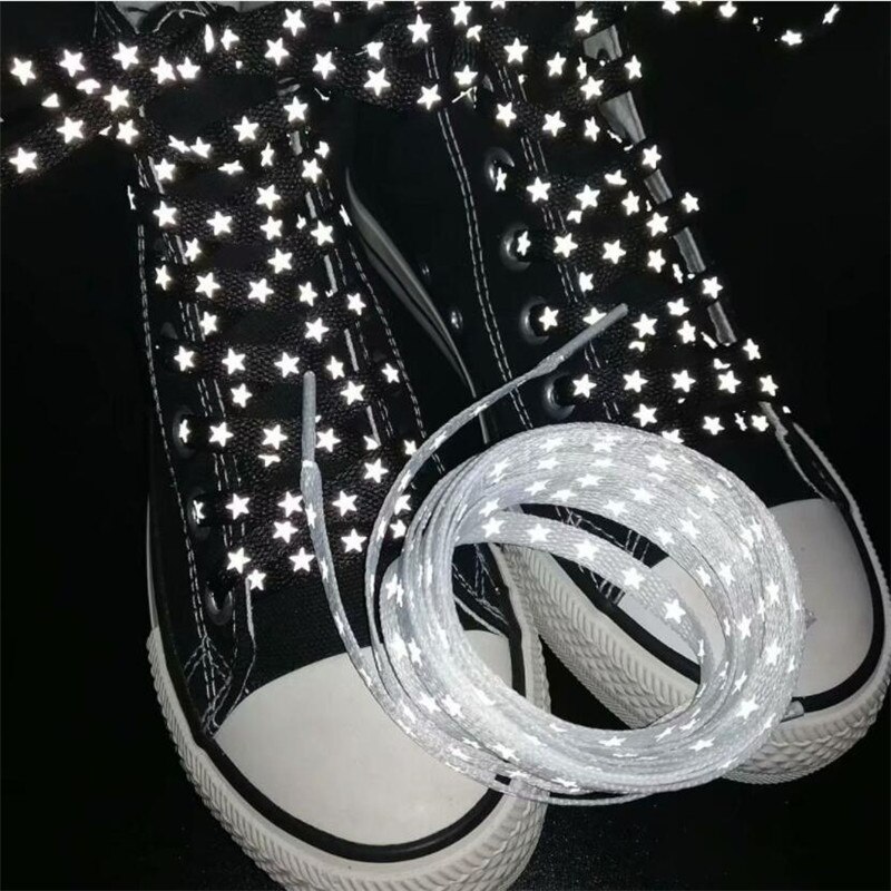 Holographic Reflective Star Shoelaces Double-sided Reflective High-bright Luminous Flat Laces Sneakers ShoeLaces Strings