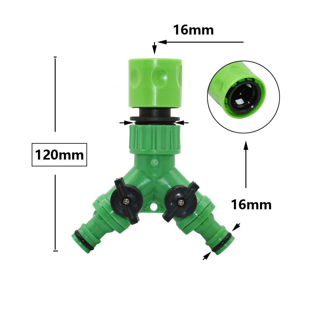 Divisor de agua de manguera de jardín de 2 vías, Conector de manguera tipo Y, acoplamiento rápido, sistema de riego por goteo, válvula controladora de agua, 1/2, 3/4 pulgadas: Plata