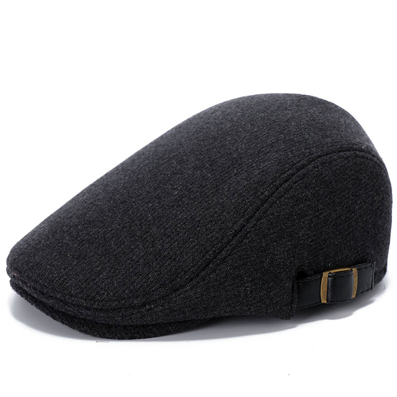 K258-gorros elegantes de lana para hombre, sombrero de boina para exteriores, otoño e invierno, gorra de Retro, sombrero de pintor, cuerno,: gray