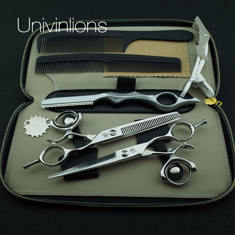 6 &quot;440C Professionele Japan Haar Schaar Japanse Kappers Schaar Roterende Duim Scharen Swivel Duim Schaar Rotary Shear: set with razor