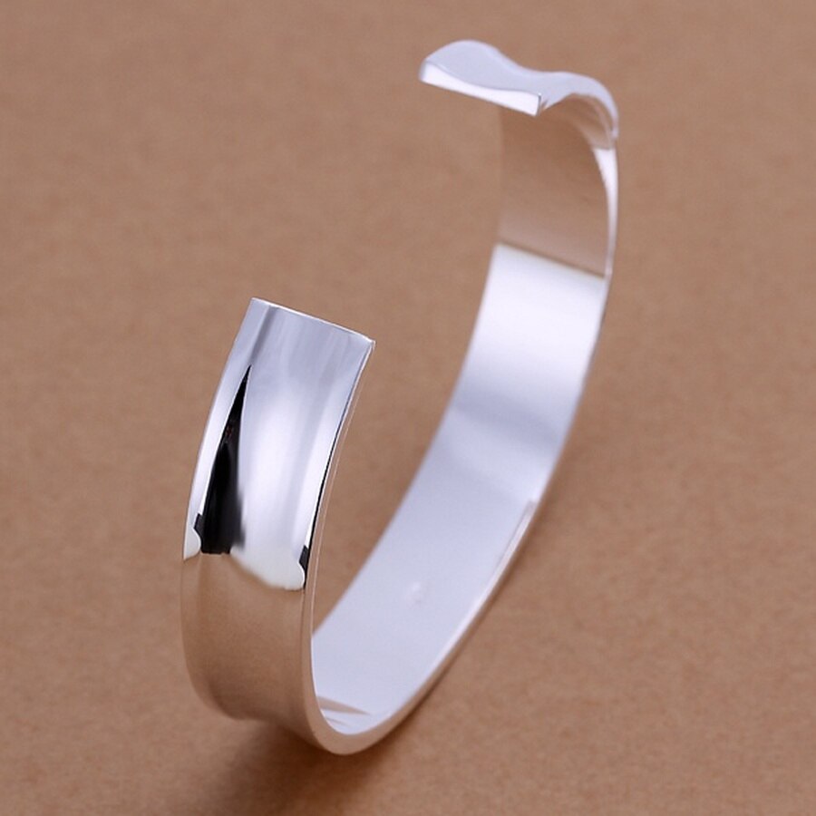 925 sterling silver cuff bangle for women, ladies' wedding party jewelry, bangle cuff, cute, nice round open bracelet