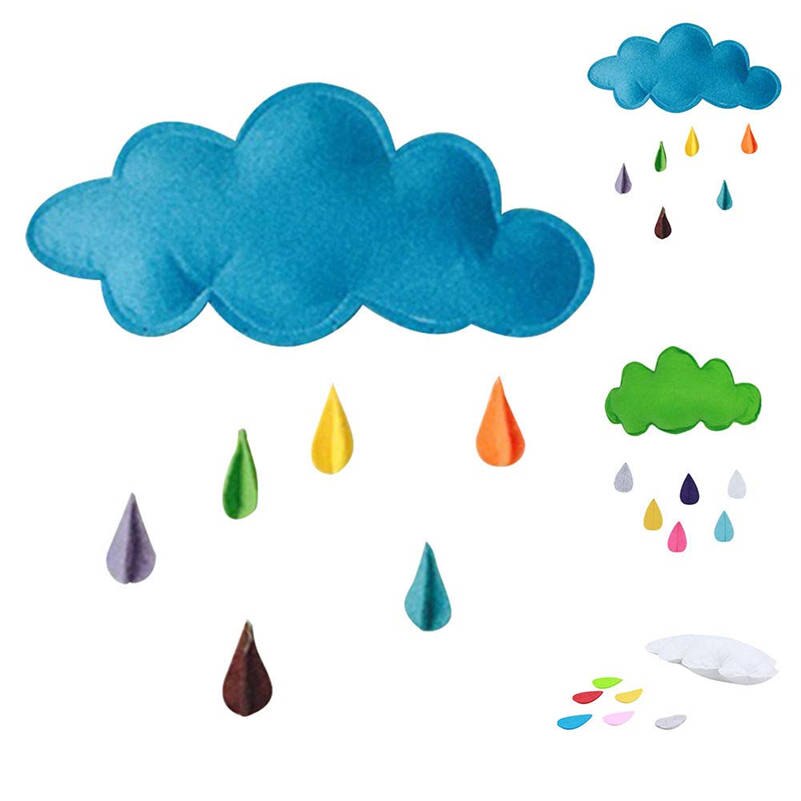 Manual Moon Rainbow Cloud With Raindrop Stars Kids Baby Room Nursery Wall Decal Stickers Home Art Decor M0229