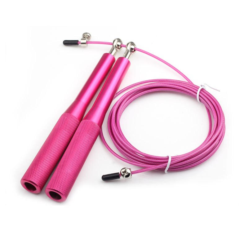 Fitness sjippetov metal aluminium leje sjippetov træningsudstyr gym sport sjippetov dobbelt fancy fitness langt reb: Rosenrød