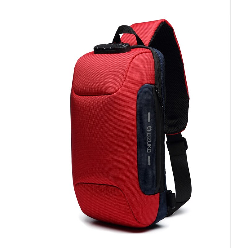 Multifunction Crossbody Bag for Men Anti-theft Shoulder Messenger Bags Male Waterproof Short Trip Chest Bag Pack: red