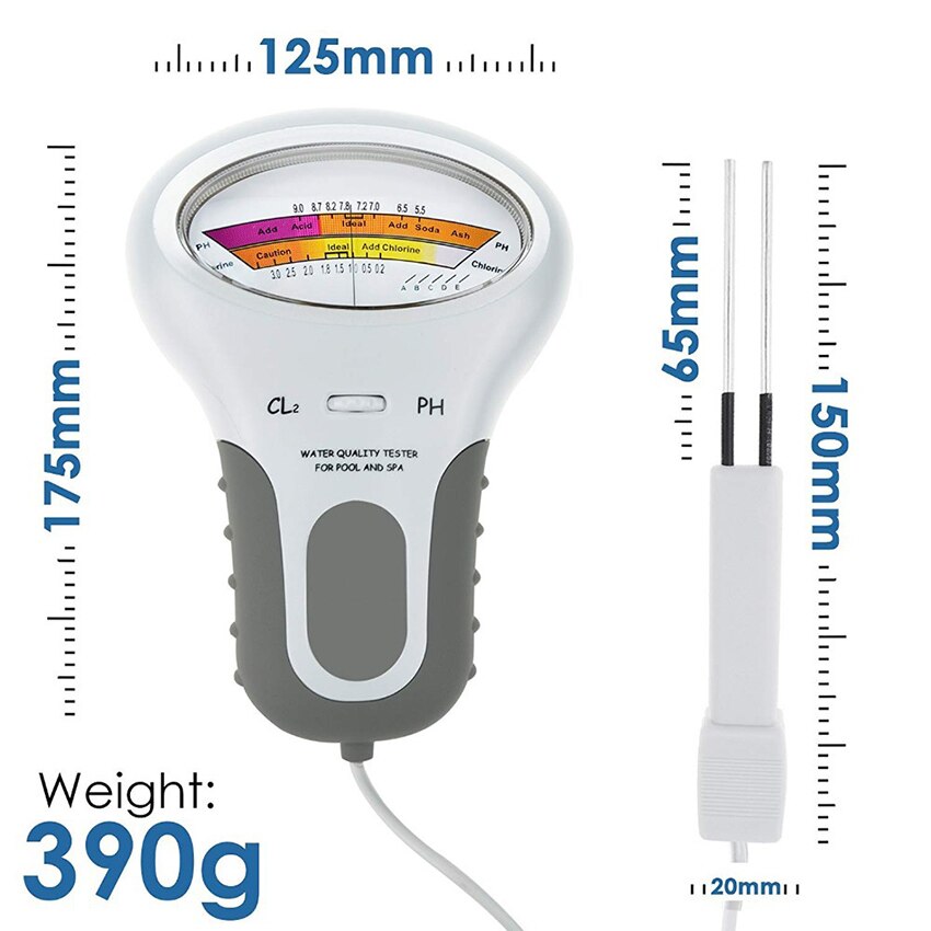 2-In-1 Chloor &amp; Ph Meter Water Ph En Chloor Niveau CL2 Tester Meter Voor Zwemmen zwembad Spa Drinkwater