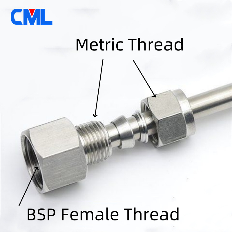 1/8" 1/4" 3/8" 1/2" BSP Female Thread 6/8/10/12/14mm OD Tube Double Ferrule Compression Tube Union Connector Stainless Steel 304