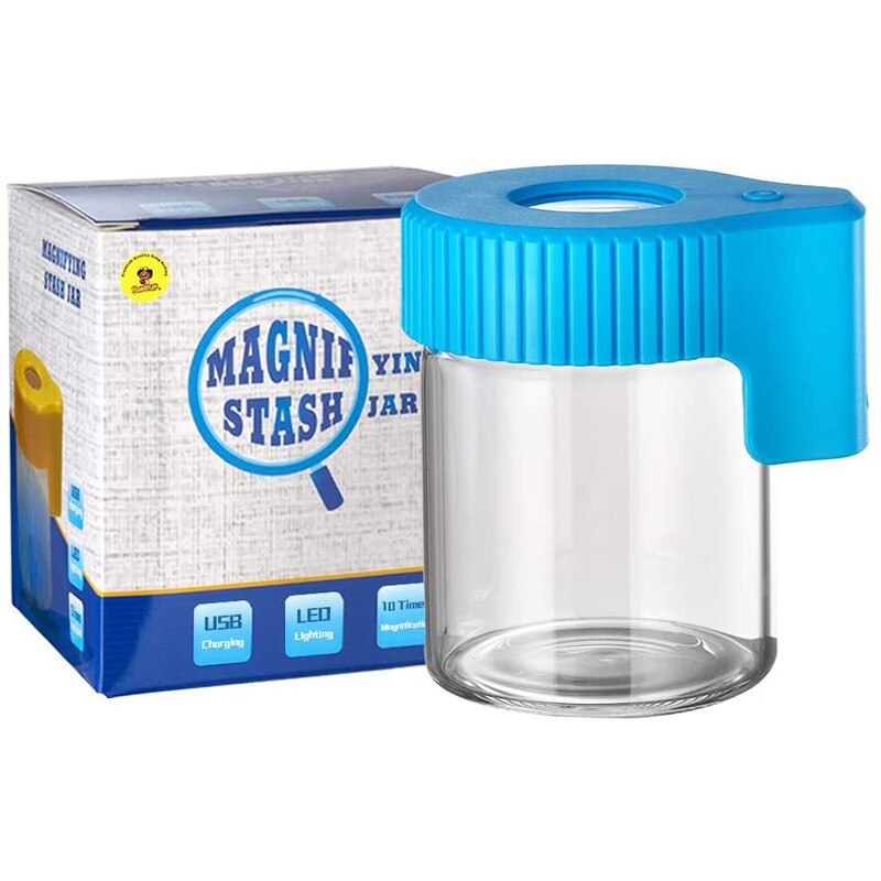 LED glass luminous jar, transparent frosted storage box, storage tank: Blue