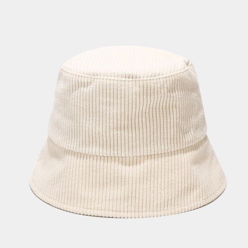 Efterår vinter klassisk corduroy spand hat udendørs panama harajuku fiskeri spand hatte til kvindelig mandlig unisex afslappet hue: Beige
