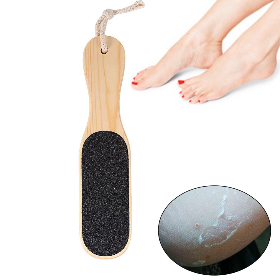 Dubbelzijdig Voetrasp File Eelt Hard Dead Skin Remover Pedicure Scrubber Tool Houten Handvat Pedicure Foot Care Tool