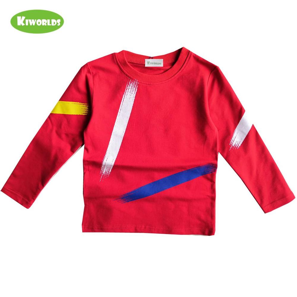 Klassische stil frühling herbst baumwolle langarm jungen und mädchen T-shirt, mit schwarz und rot junge bequeme kleidung: Rot / 5T