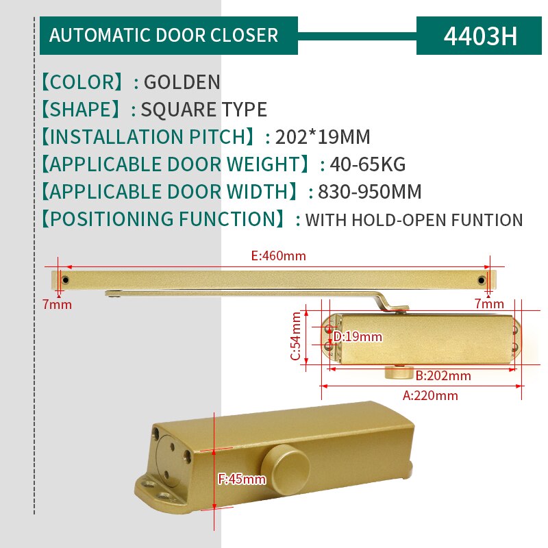Marie Schuifdeur Dichter Hydraulische Automatische Voorjaar Positionering Deur Controller Voor 40-65Kg Thuis Commerciële Kantoor Deur Sluit