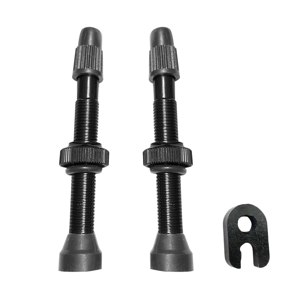 Pièces de bicyclette personnelles de soupapes de Presta de tige d'alliage de noyau en laiton 54mm avec l'outil facilement Installation pour des pneus Tubeless de bicyclette: Black B