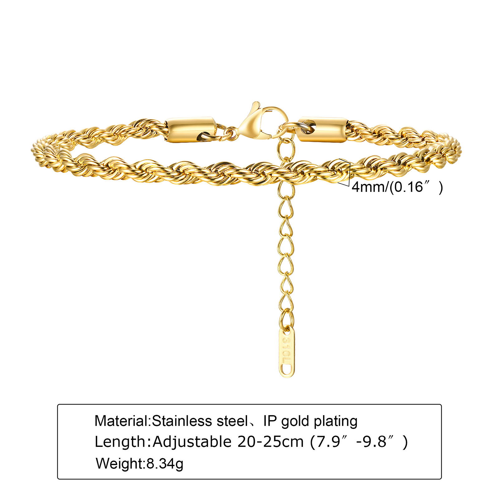 Touw Ketting Armband, Mannen Touw Armband, Dainty Armband, Minimalistische Armband, Cadeau Voor Hem Of Haar, ketting Armband,: VERMEIL