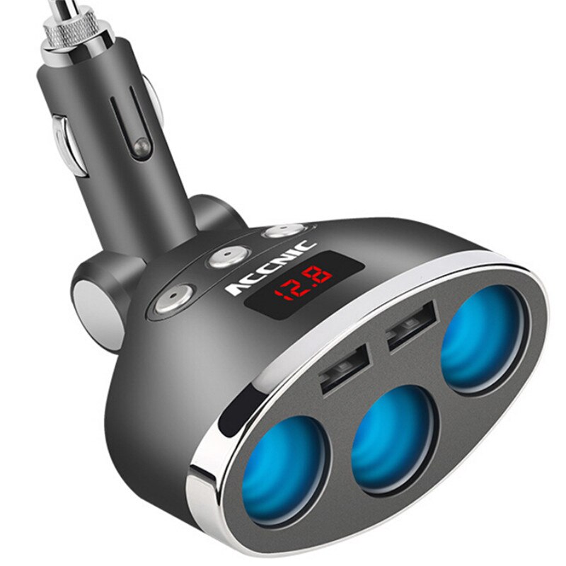 3 In 1 Dual Usb Auto Sigarettenaansteker Splitter Plug 3 Auto Voltage Monitor