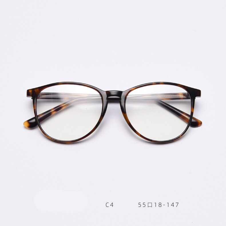 49428 TR90 Anti Blue Round Glasses Frames Men Women Big Frame Optical Computer Glasses: C4leopard