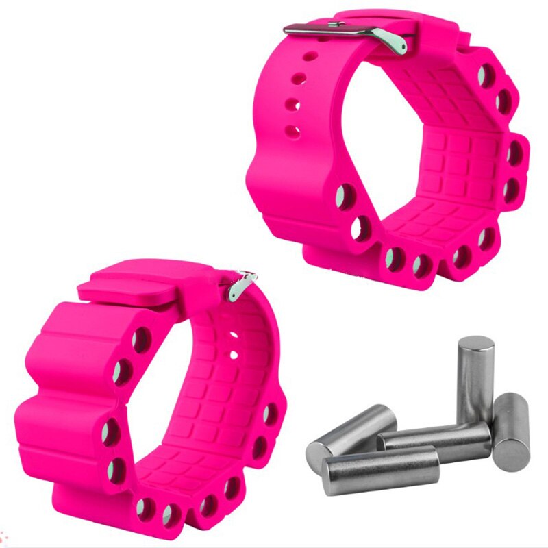 2pcs Adjustable Silicone Yoga Pilates Weighted Bracelet Wrist Weight For Fitness Exercise Walking Jogging Yoga Gym Sweatband: Pink