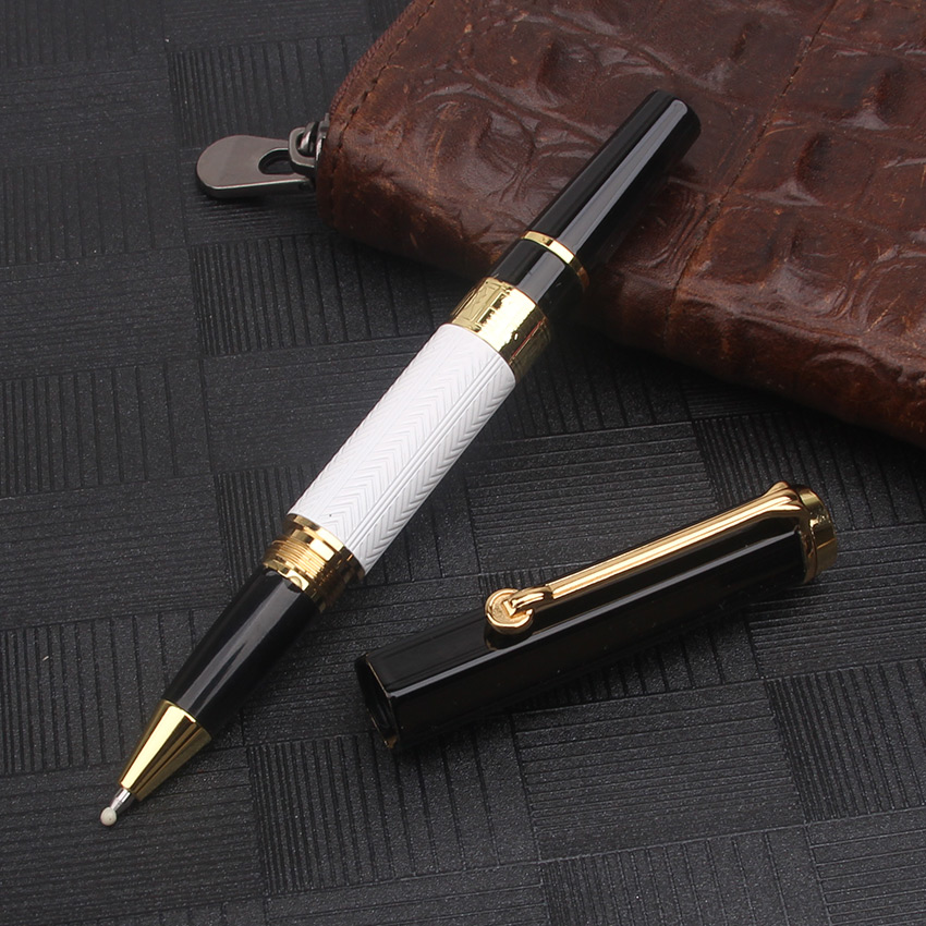 Edición de escritor, bolígrafo Rollerball, pluma estilográfica, Metal de negocios, Popular, de escritura para adultos, escuela y oficina: Gris claro / Negro