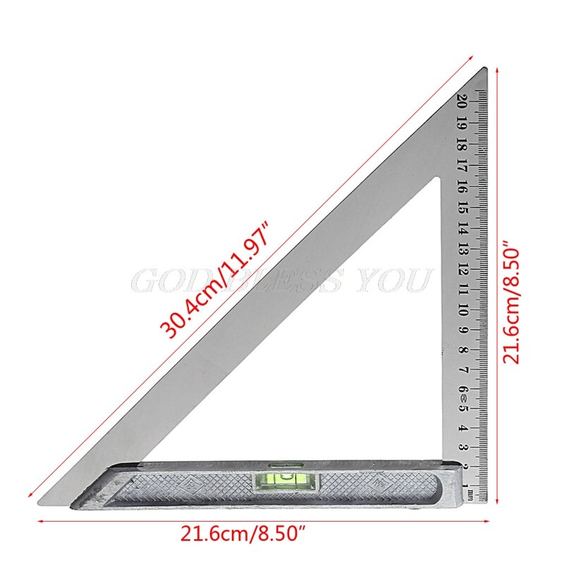 150mm 200mm trekant linjal 90 grader legering med perle horisontalt måleverktøy for trebearbeiding for skole, bygning, kontor